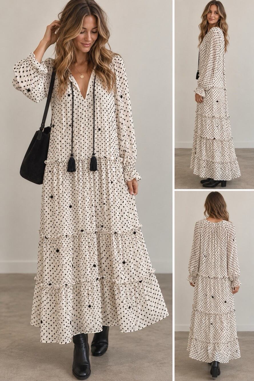 Zara Women’s Dotted Mesh Oversized Midi Dress Cottagecore in White L